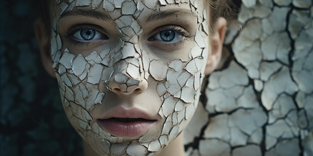 Retrato de uma menina com pele muito seca Tema de cosmetologia IA gerativa
