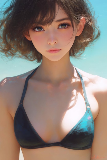 retrato de uma menina em férias de verão na praia ao lado do mar
