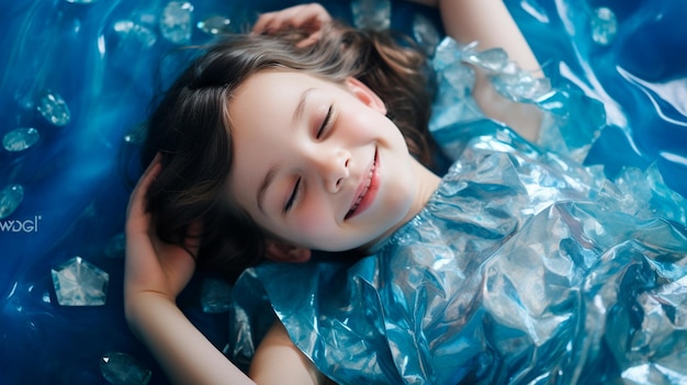 retrato de uma menina em um fundo azul