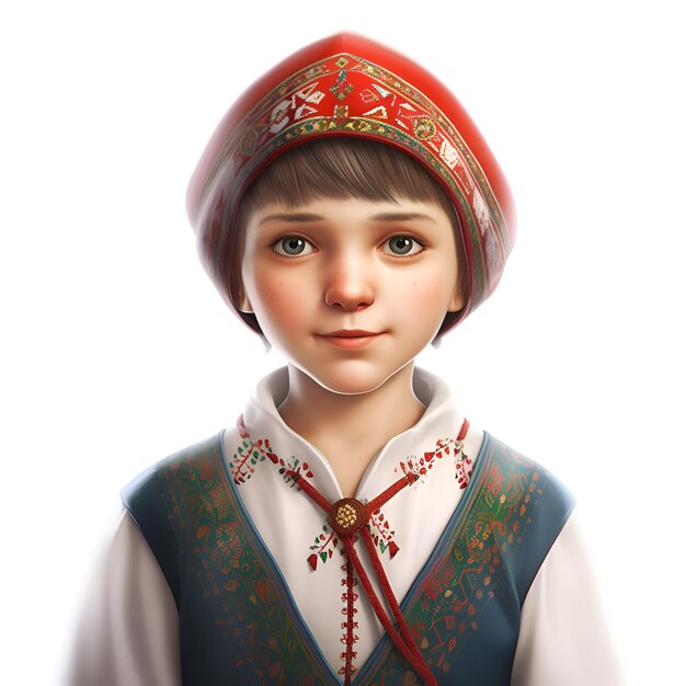Foto retrato de uma menina em um traje popular russo isolado em fundo branco