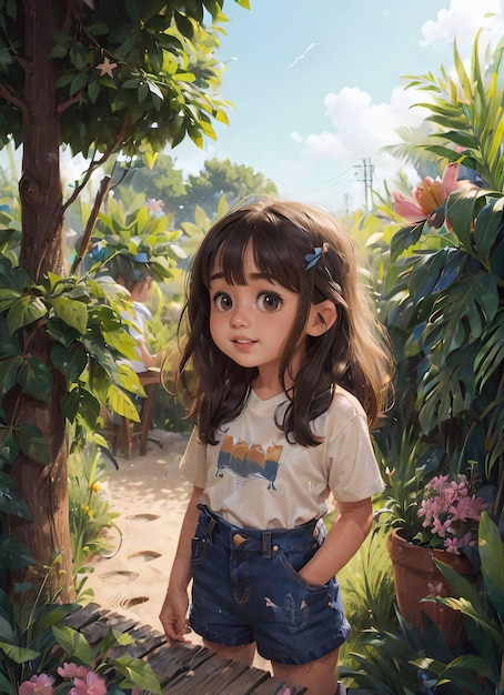 retrato de uma menina no parque