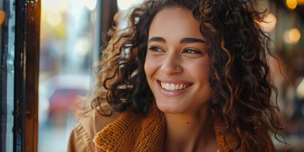 retrato de uma menina sorridente IA generativa