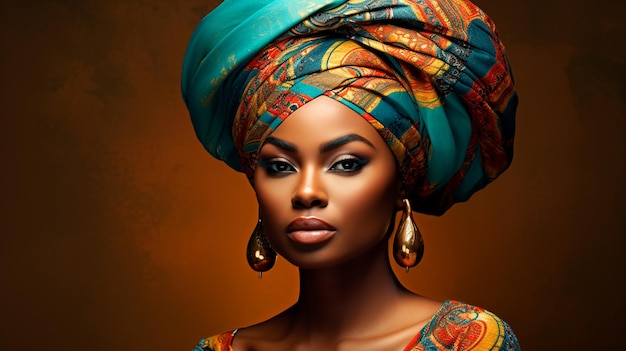 retrato de uma mulher africana com turbante