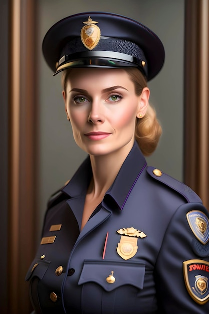 Retrato de uma mulher de Paris trabalhando como policial