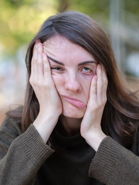 Foto retrato de uma mulher deprimida