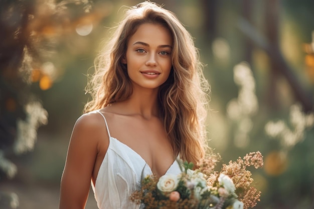 Retrato de uma mulher em vestido de noiva