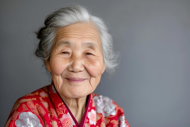 Retrato de uma mulher idosa asiática alegre
