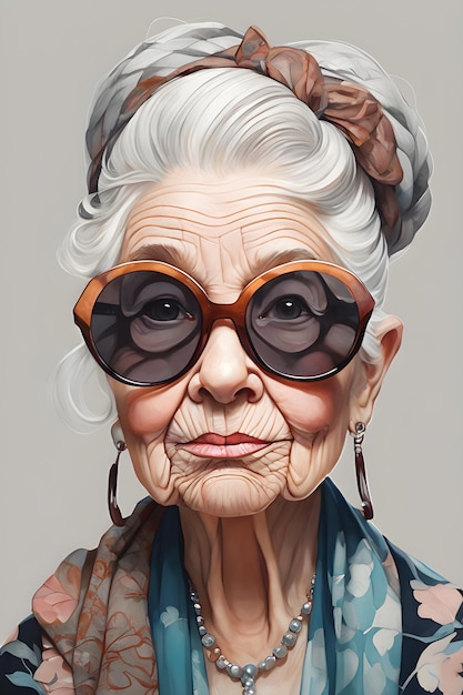 retrato de uma mulher idosa elegante e elegantemente vestida