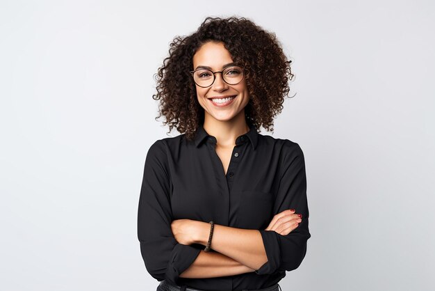 Retrato de uma mulher idosa sorrindo em fundo isolado