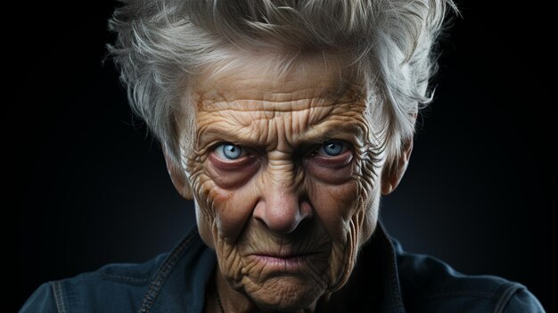 Retrato de uma mulher idosa zangada