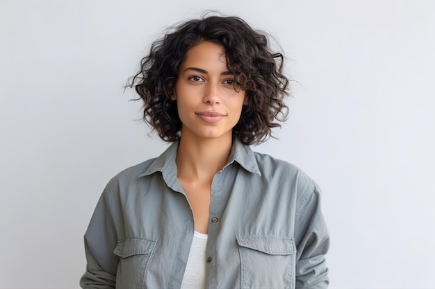 retrato de uma mulher satisfeita na casa dos 30 anos