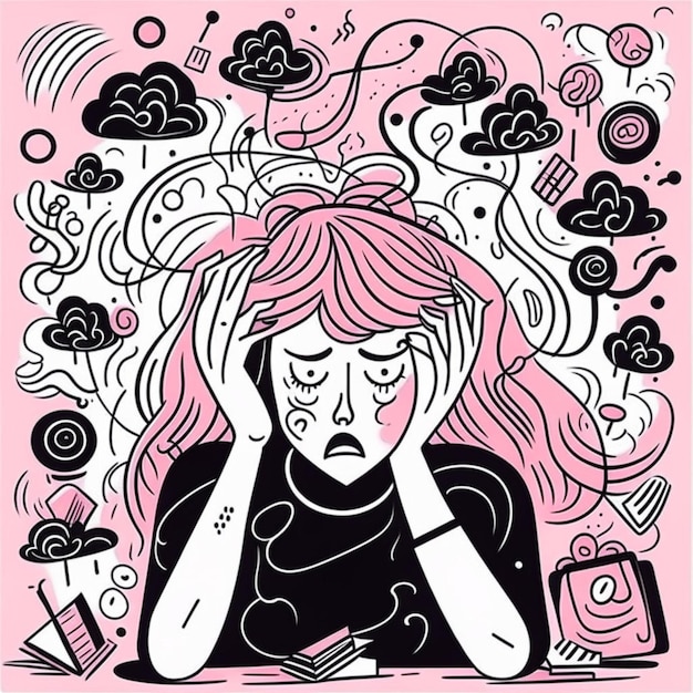 Foto retrato de uma mulher sobrecarregada que sofre de estresse ou doença psicológica mental