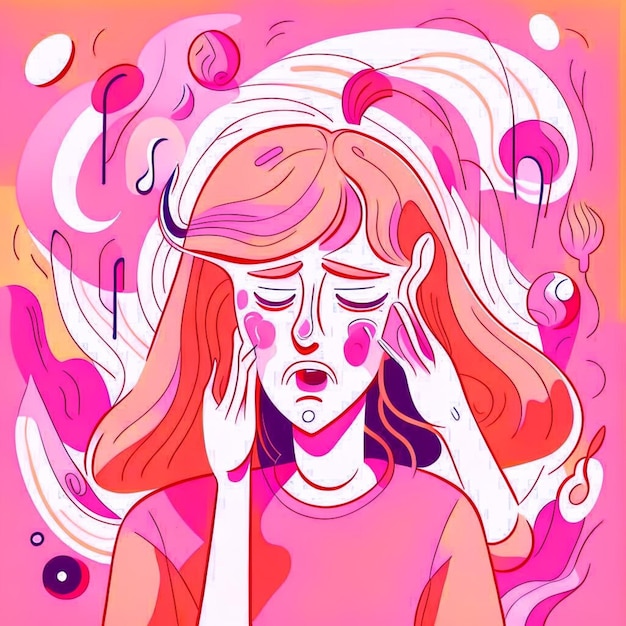 retrato de uma mulher sobrecarregada que sofre de estresse ou doença psicológica mental