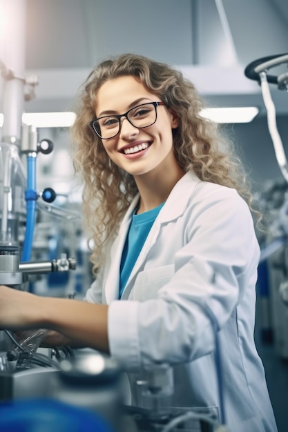 Retrato de uma mulher trabalhando no laboratório