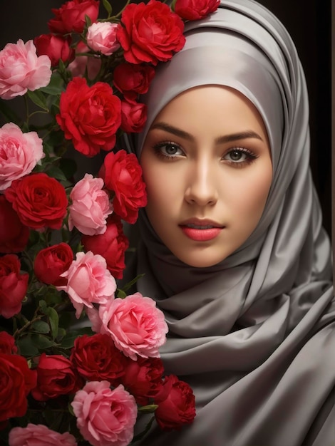 Retrato de uma mulher usando um hijab