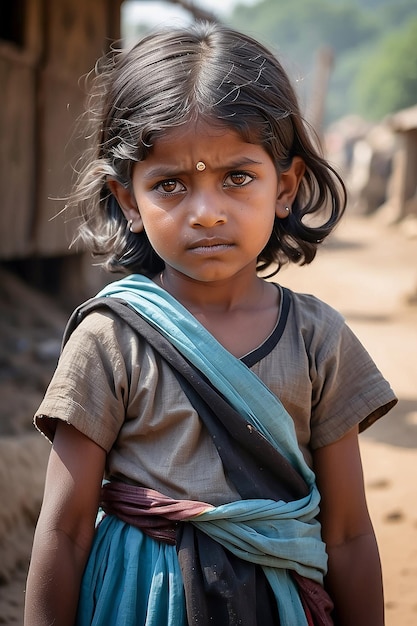 Retrato de uma pobre menina indiana