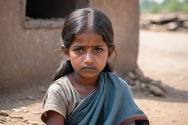 Retrato de uma pobre menina indiana