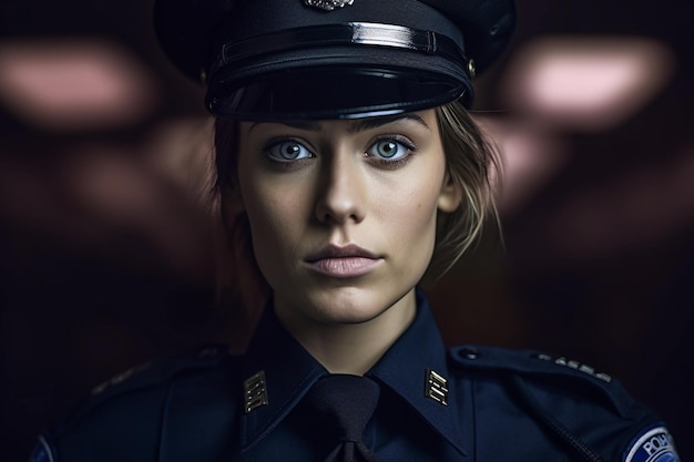 Retrato de uma policial em uniforme