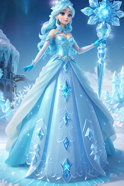 Foto retrato de uma princesa do reino gelado onde a majestade gelada encontra a elegância em um mundo de flocos de neve brilhantes e esplendor gelado