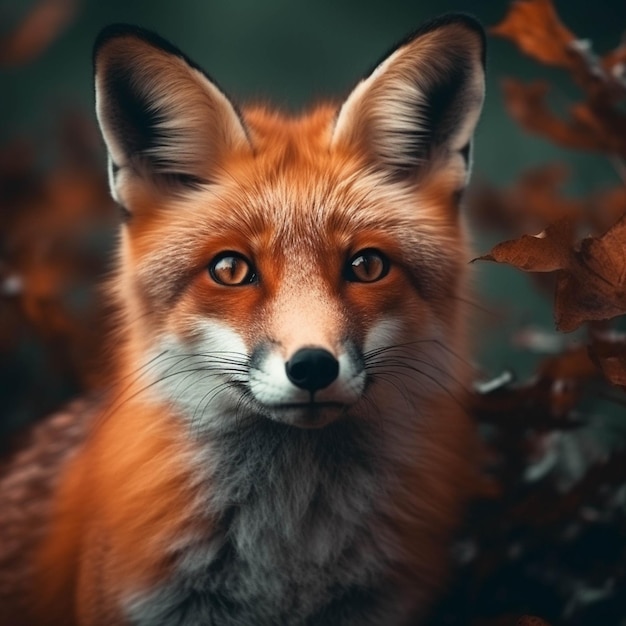 Retrato de uma raposa vermelha na floresta de inverno estilo vintage