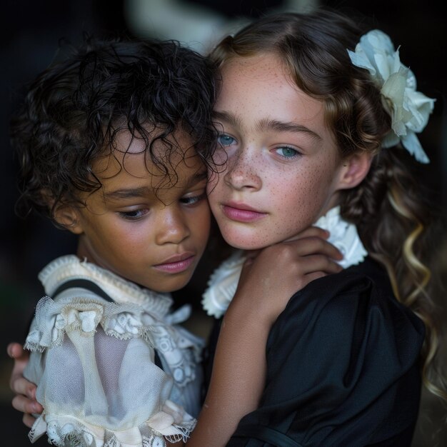 Foto retrato de uma vida orfa lutando e resiliência de uma criança sem pais navegando através de desafios com esperança e determinação em um mundo de incerteza