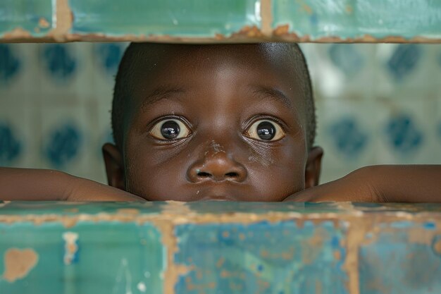 Foto retrato de uma vida orfa lutando e resiliência de uma criança sem pais navegando através de desafios com esperança e determinação em um mundo de incerteza