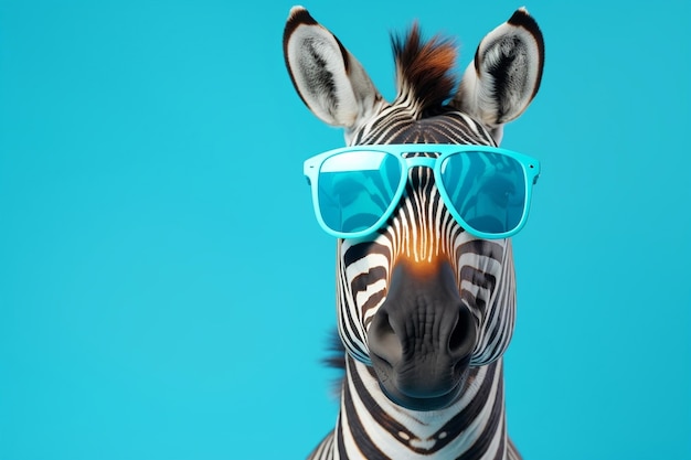 Foto retrato de uma zebra na moda usando óculos