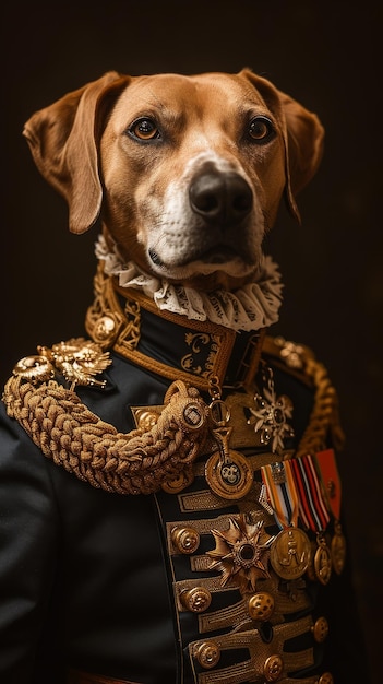 Retrato de uniforme militar canino