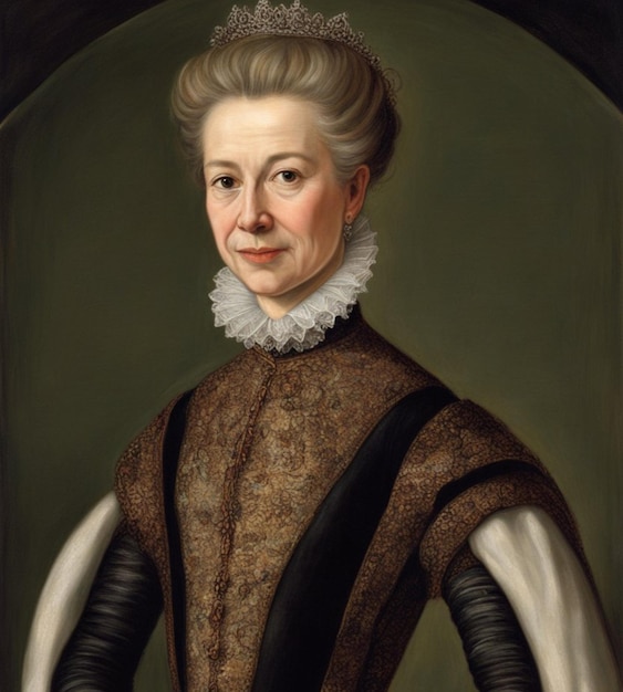 Foto retrato de ursula von der leyen no estilo da pintora renascentista italiana sofonisba anguissola