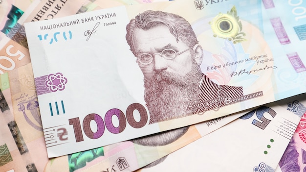 Retrato de Vladimir Ivanovich Vernadsky por 1000 hryvnias em uma nota de banco ucraniana.