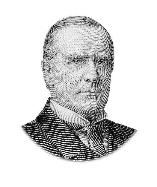 Retrato de William McKinley isolado no fundo branco