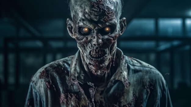 Retrato de Zombie em sala escura Escultura de estilo Nikon D850