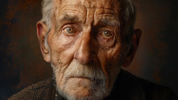 Foto un retrato detallado de un anciano con una expresión sabia