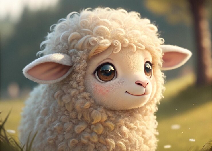 Un retrato detallado de una oveja con ojos expresivos de lana suave y rizada y una expresión pacífica