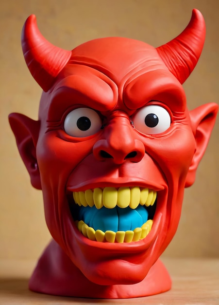 Foto retrato del diablo el diablo se enfrenta a un demonio aterrador con cuernos
