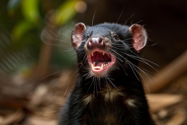 Retrato del diablo de Tasmania Sarcophilus harrisii el marsupial carnívoro más grande