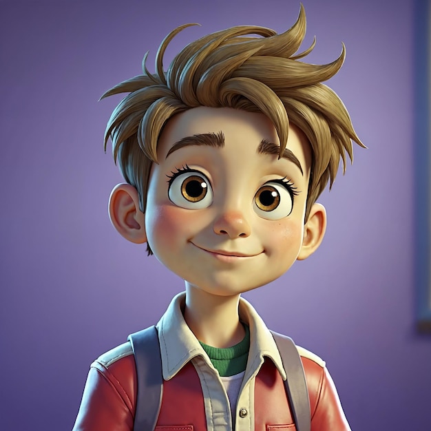 Retrato de dibujos animados de un niño sonriente