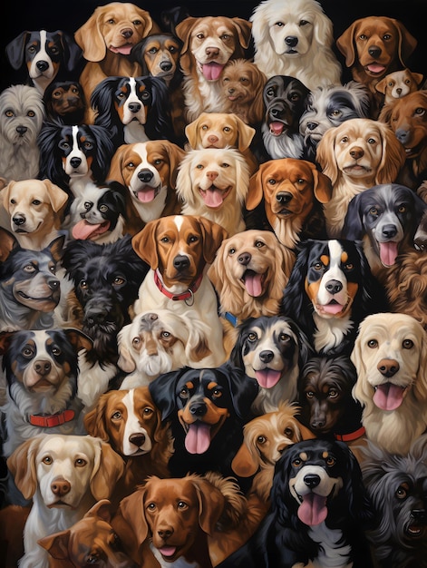 Retrato de diferentes razas de perros