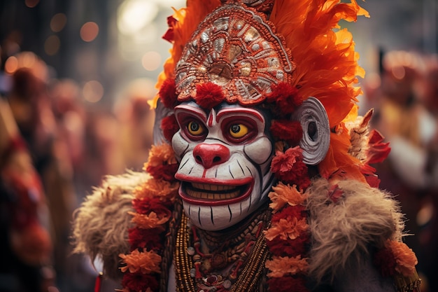 Retrato del dios Hanuman Jayanti en el festival