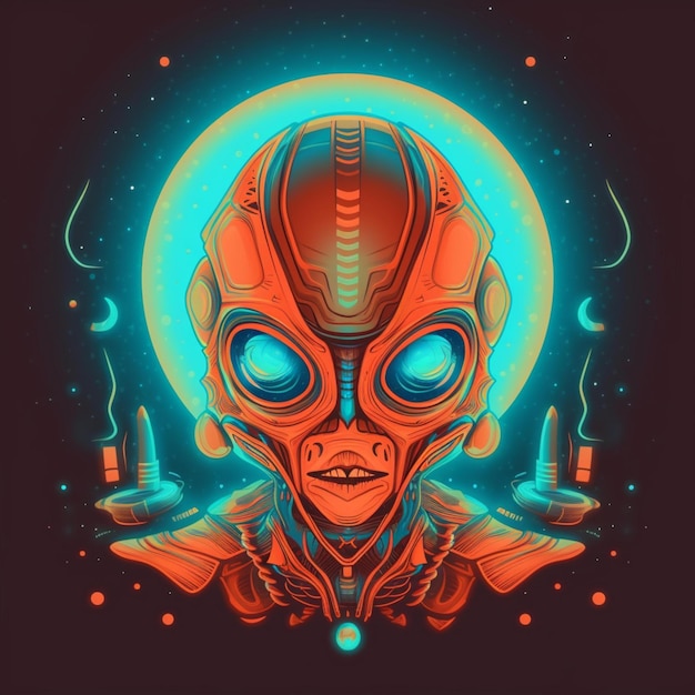 retrato de diseño de ilustración alienígena