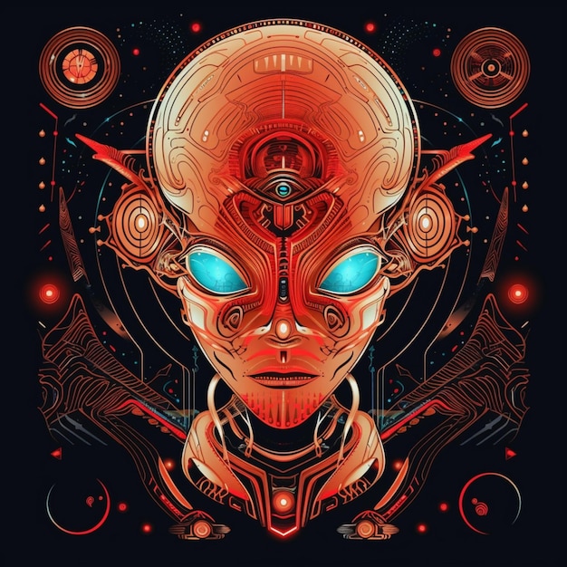 retrato de diseño de ilustración alienígena