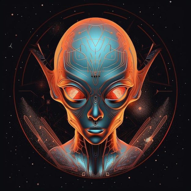 retrato de diseño de ilustración alienígena