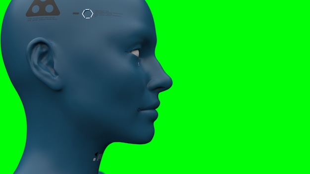 Retrato do close-up de uma mulher robô. conceito de robótica e inteligência artificial
