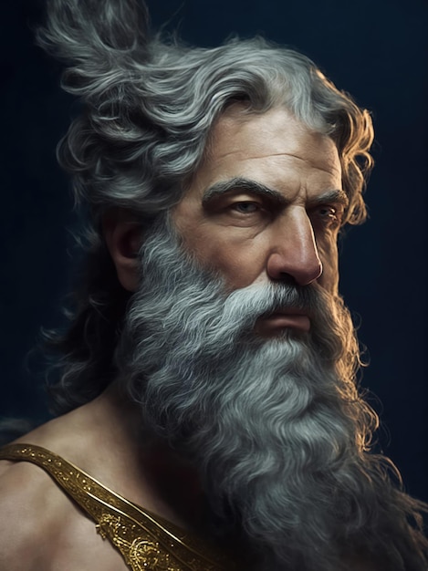 Retrato do deus grego Zeus AI Generated