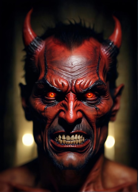 retrato do diabo o diabo enfrenta um demônio assustador com chifres