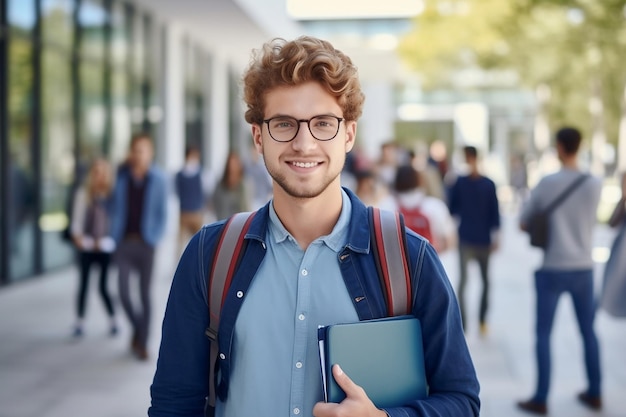 Retrato do espírito acadêmico de uma estudante adolescente europeia positiva generativa Ai