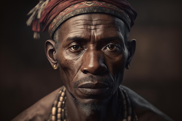 Retrato do homem da tribo Bayaka na República Centro-Africana Ai gerou arte