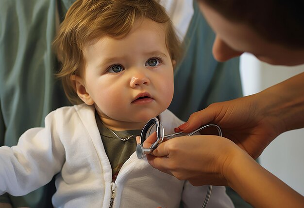 Foto retrato do médico do bebê na sala médica