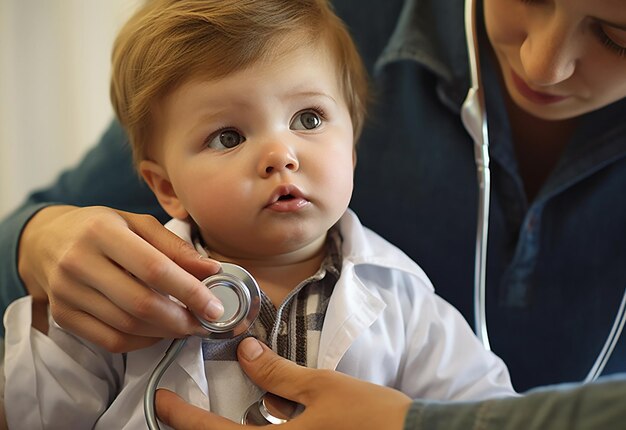 Foto retrato do médico dos bebês na sala médica