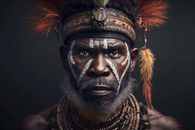 Retrato do membro da tribo Huli Wigmen de Papua Nova Guiné Ai gerou arte